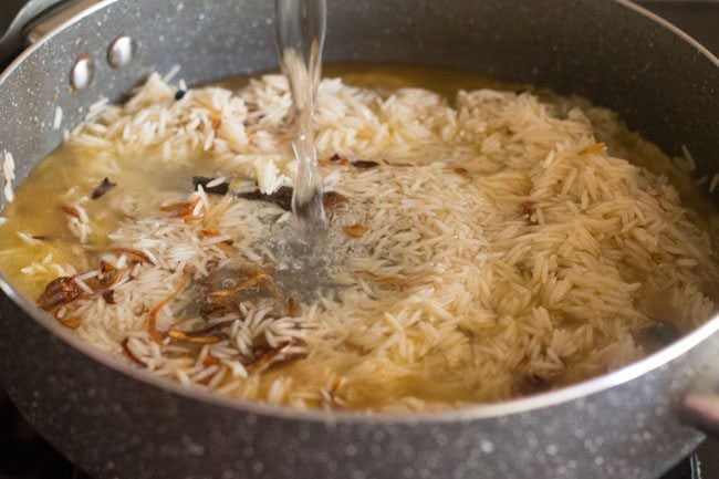 water poured in the pot. 