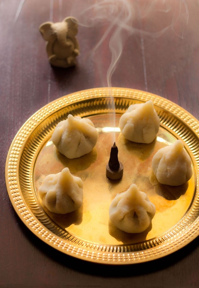 semolina modak or rava modak served on a plate