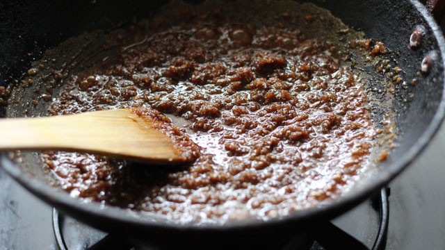 cooked coconut jaggery mixture