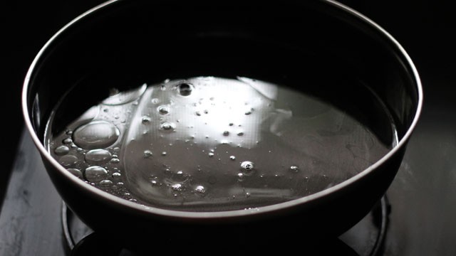 water in a saucepan