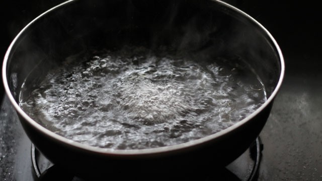 boiling water in the pan