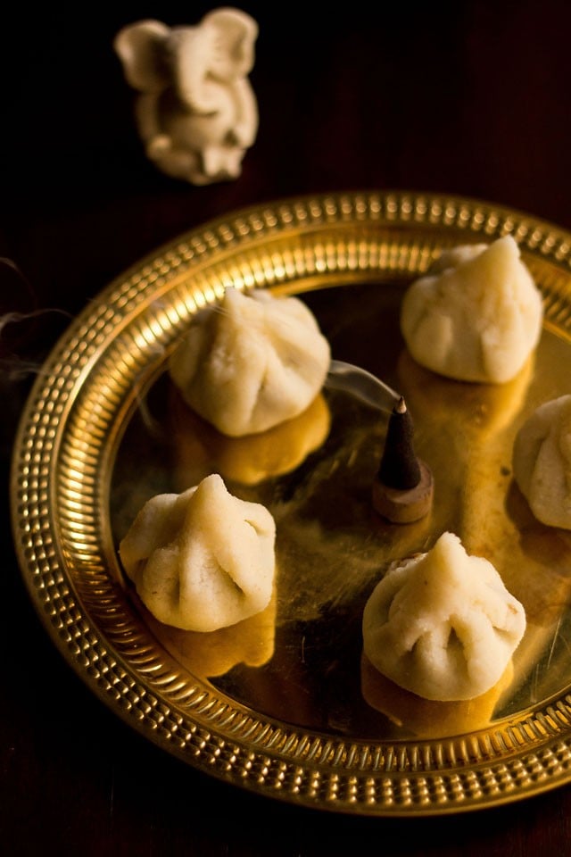 rava modak served on a plate.