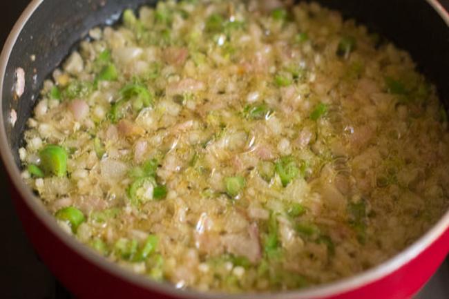 stir and mix ginger garlic green chilies