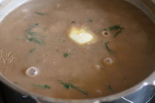 butter added to amritsari dal