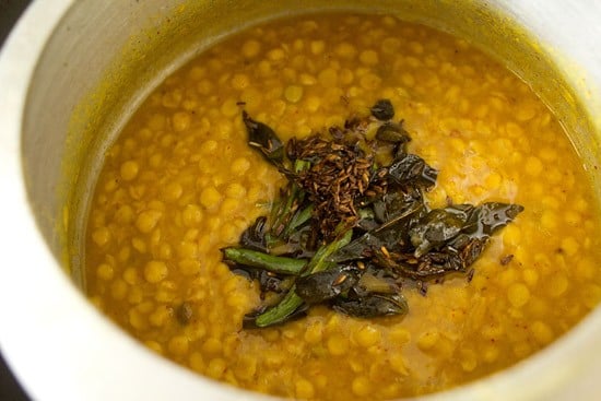 tempering added to the cooked dal. 