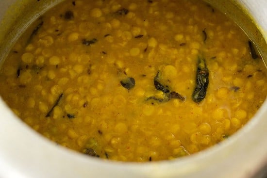 tempering mixed well with the dal. 