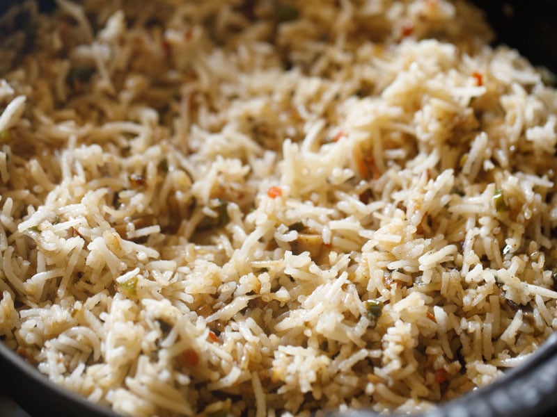 arroz misturado uniformemente