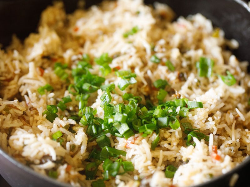 add scallions to veg fried rice