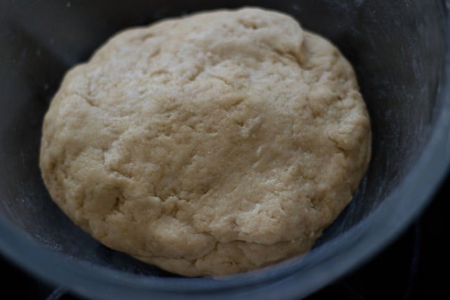 dough has been rubbed with oil for the first proof.