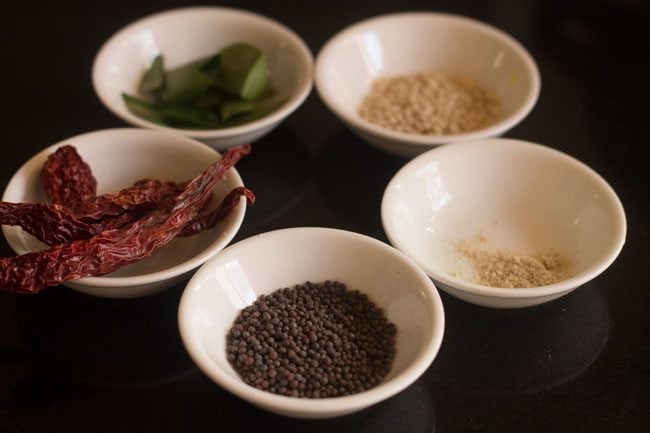 tempering ingredients for kathirikai sambar