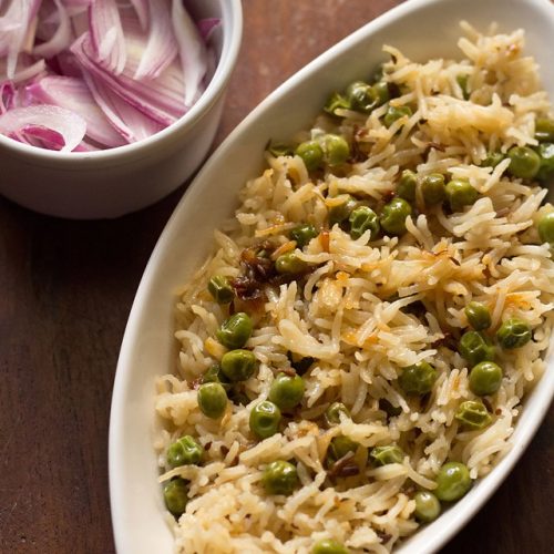 matar pulao recipe, peas pulao recipe