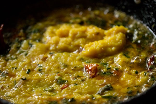 add cooked dal to the pan