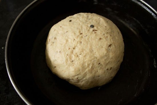 ingredients kneaded to a semi soft dough for pakwan. 