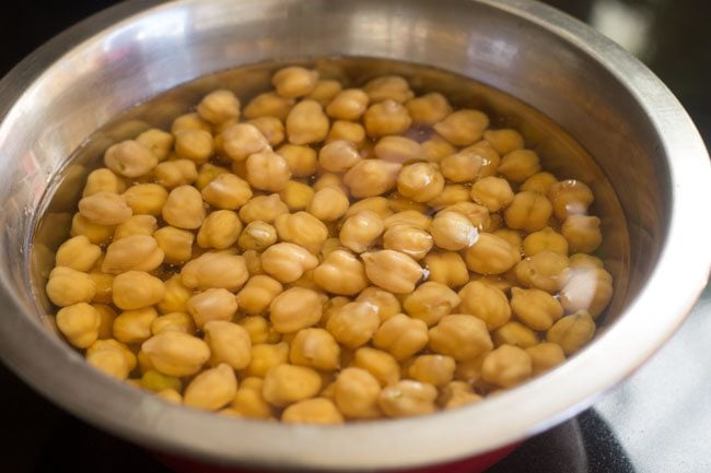 soaked chickpeas in a bowl