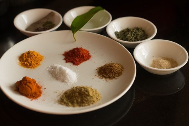 ingredients  for palak chole recipe in a bowl