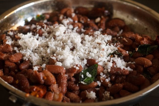 fresh coconut added to rajma sundal