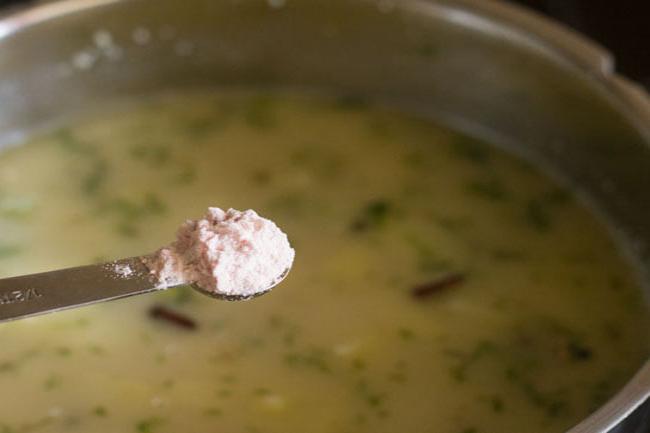 rock salt added to the pan. 