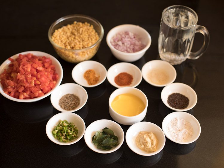 ingredients for making tomato dal