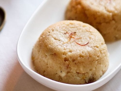 banana sheera on a white tray.