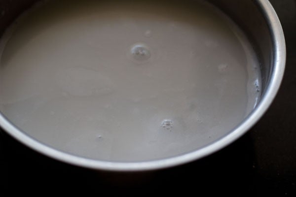 thin coconut milk in a bowl. 