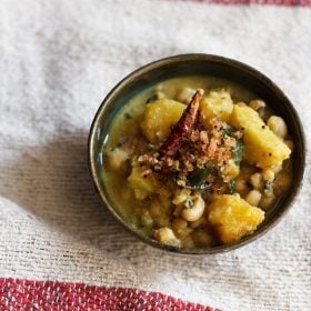 mathanga erissery served in a ceramic bowl.