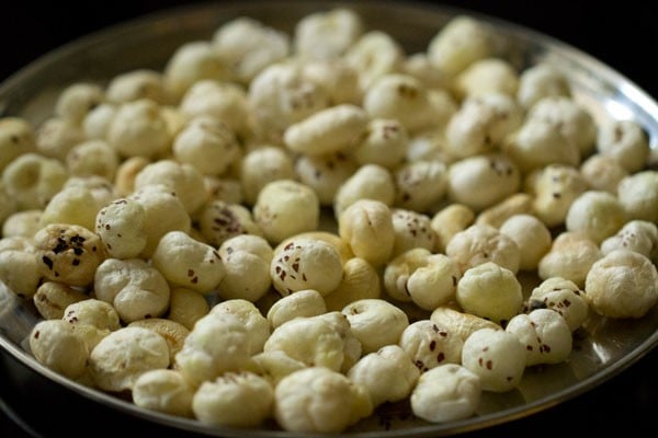 roasted makhana and cashews on a plate