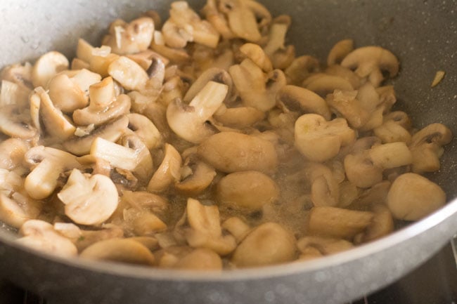 stir frying mushrooms