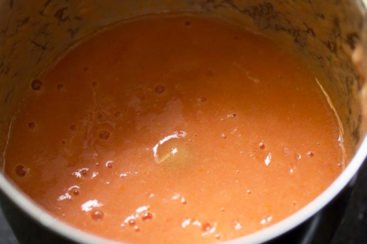 tomato pureed in a blender