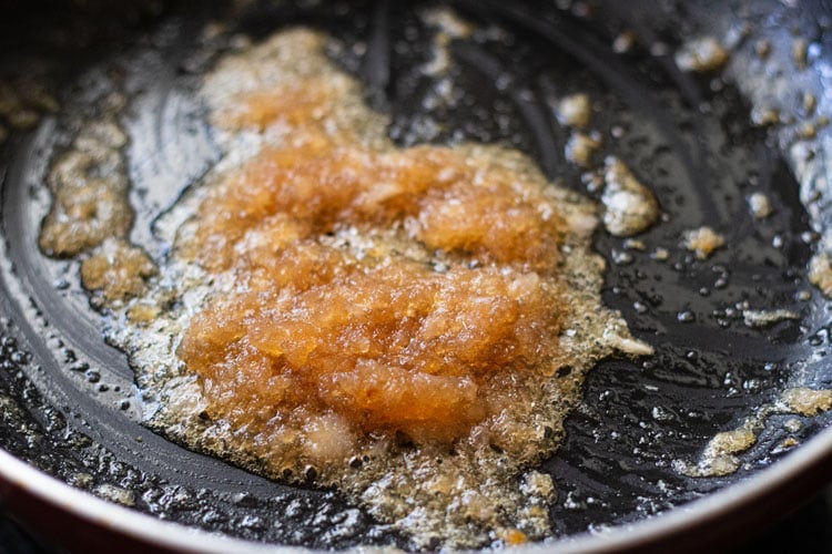 onion paste sautéed till golden to for paneer tikka masala recipe.