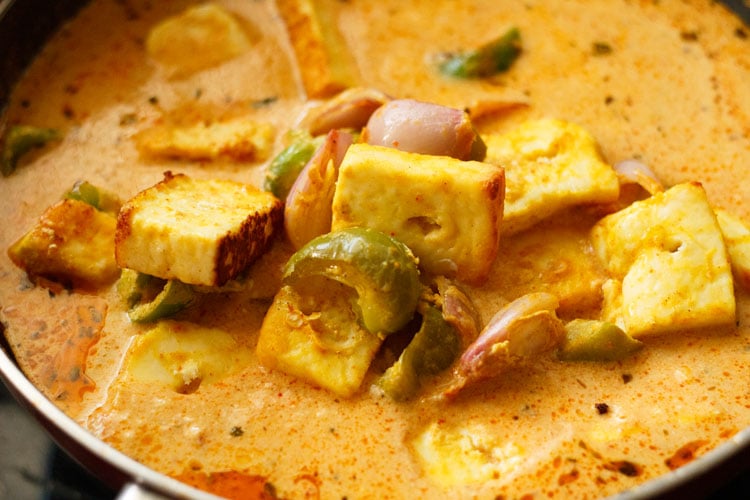 paneer tikka cubes added in the gravy