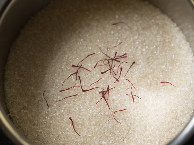 saffron added to the sugar for kesari recipe.