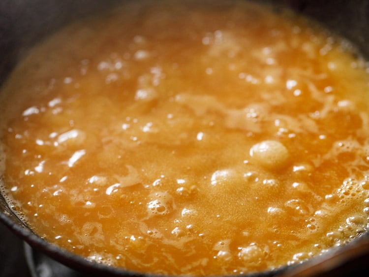 mixing and breaking the lumps.