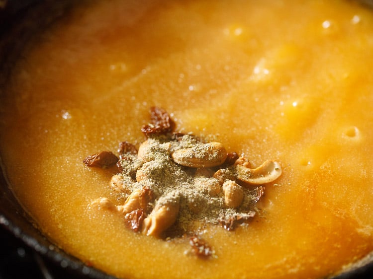 cardamom powder added to kesari recipe mixture.