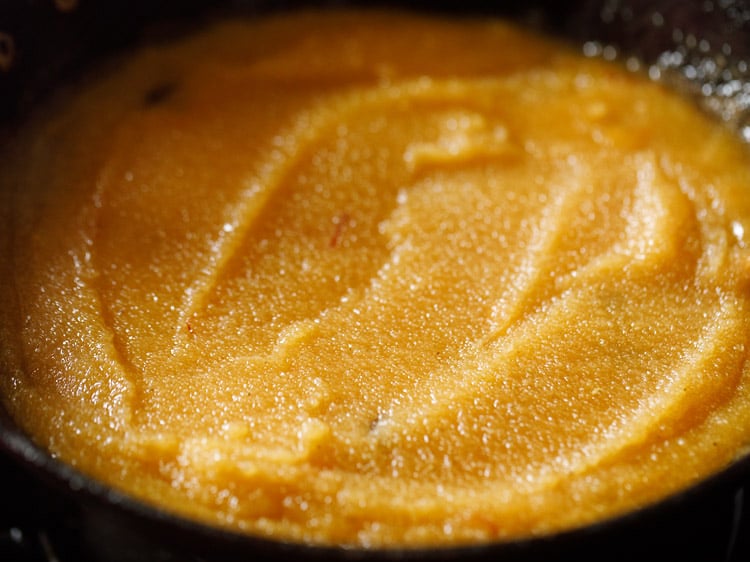 mixing kesari mixture.