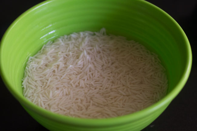 soaked rice in water