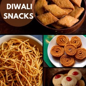 collage of four diwali snacks recipe