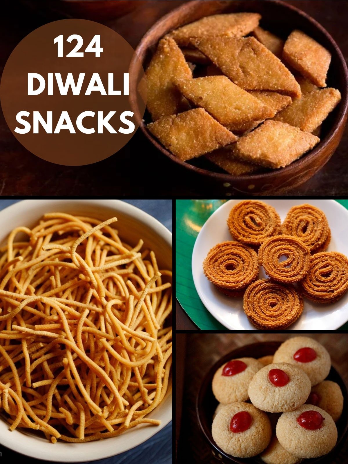 collage of four diwali snacks recipe