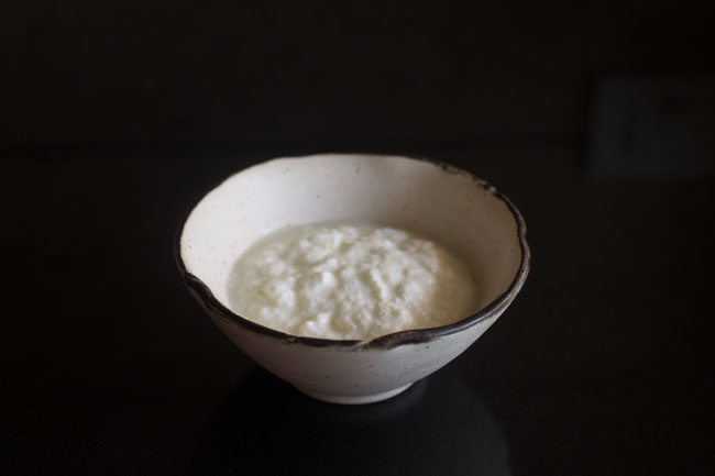 curd added in a bowl.