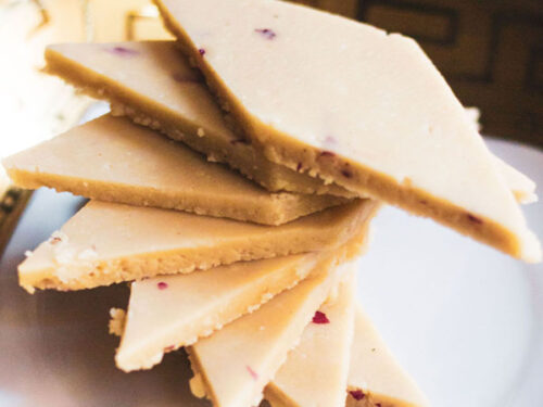 kaju katli stacked spirally