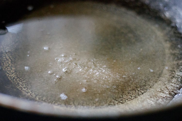 sugar and water in a pan