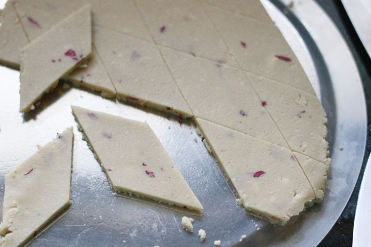 kaju katli or cashew fudge sliced