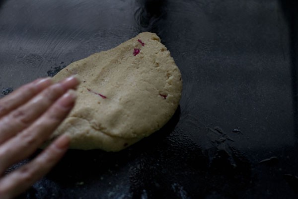 kneading the cashew katli dough
