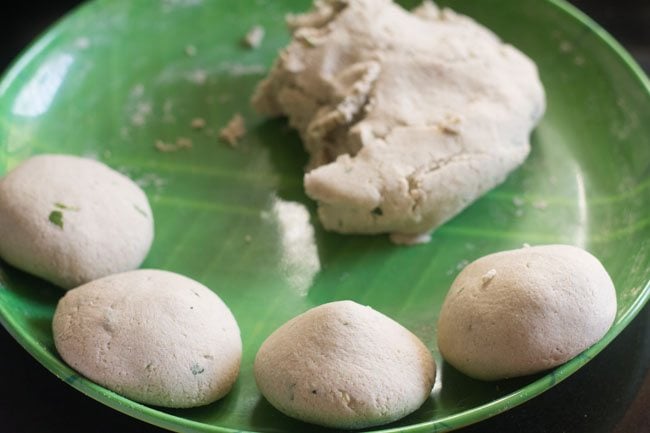 kneaded dough balls on a plate