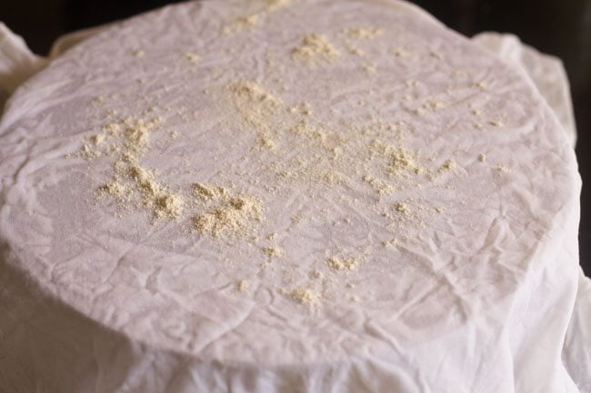 flour on a moist cloth