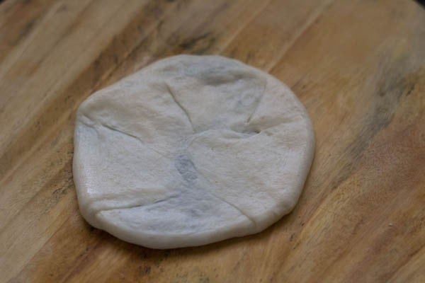 stuffed dough rolled into koraishutir kachori. 