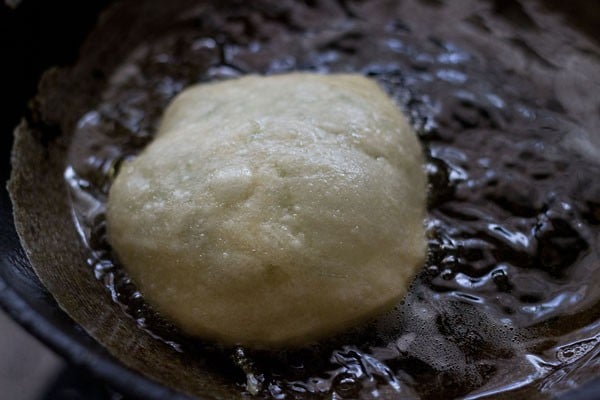 frying koraishutir kochuri in hot oil. 