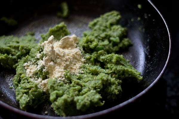 gram flour added to the peas stuffing mixture.