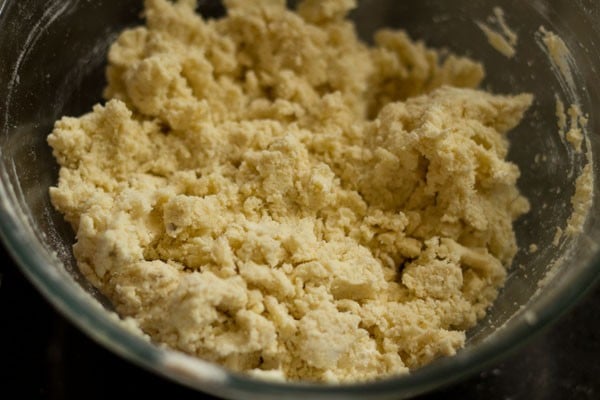 top shot of mixture homemade nankhatai dough mixture.