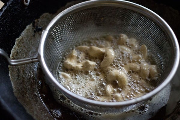 cashews being fried