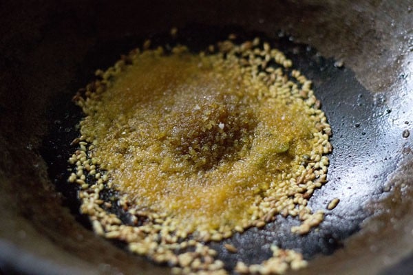 spices, seasonings in pan to make chivda recipe